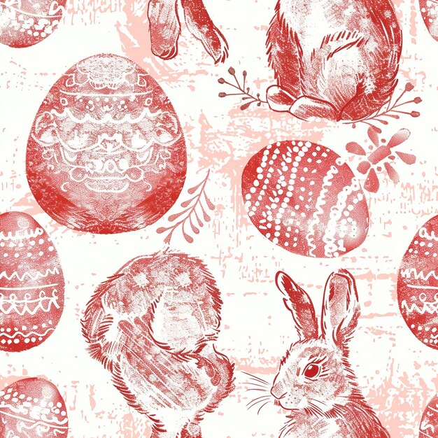 Photo a wallpaper with easter eggs and a rabbit on it