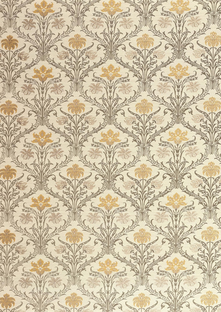 Photo a wallpaper with a floral pattern by person