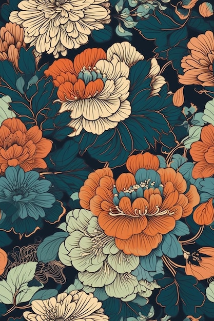 A wallpaper with a floral pattern and the words'japanese'on it