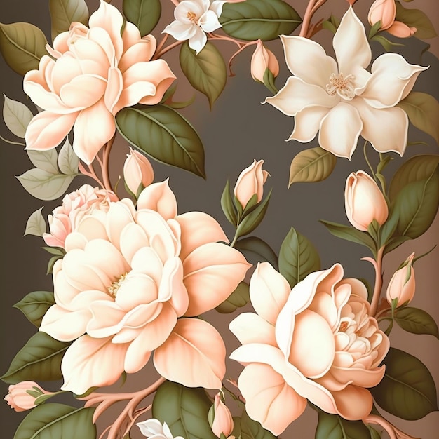 A wallpaper with a flower pattern that says peonies.