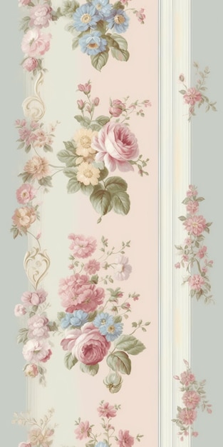 A wallpaper with flowers and a heart on it