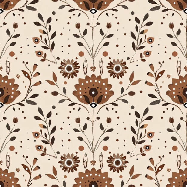 a wallpaper with flowers and leaves by the artist