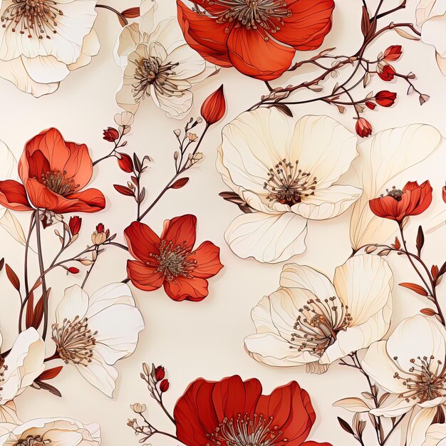 a wallpaper with flowers and leaves and flowers