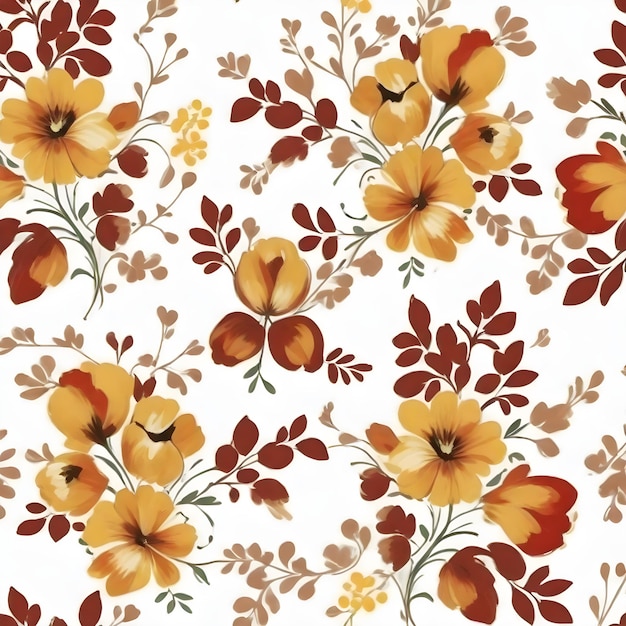 Photo a wallpaper with flowers and leaves and flowers