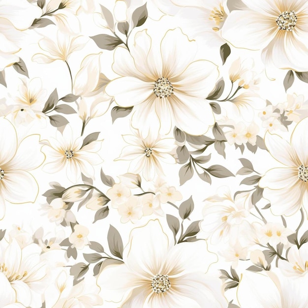 A wallpaper with flowers in yellow and white.