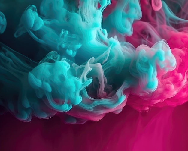 A wallpaper with glowing pastel teal and pink smoke on a hazy abstract background Generative AI