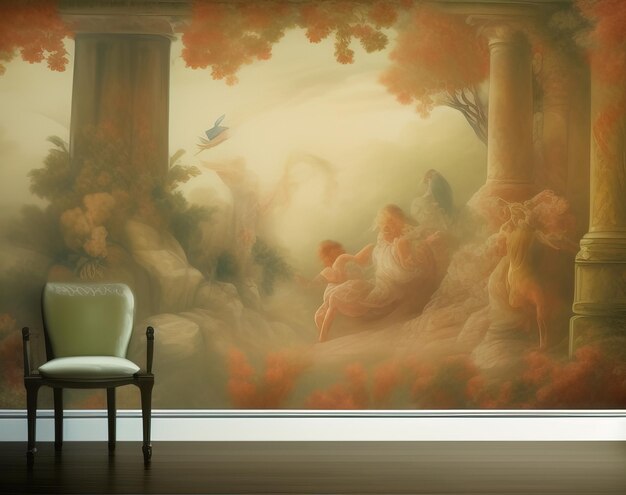 A wallpaper with a painting of a greek scene