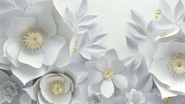 紙の花と葉の壁紙