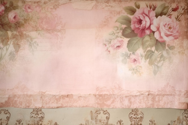 Photo a wallpaper with pink flowers on it