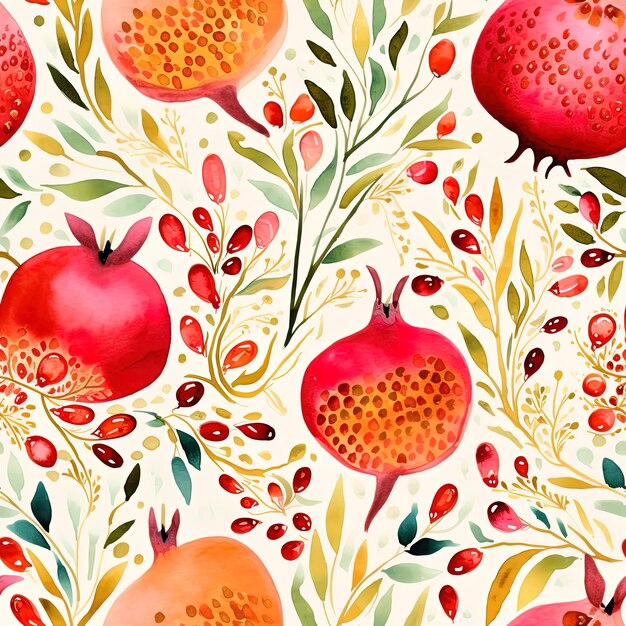 a wallpaper with pomegranates and pomegranates on it