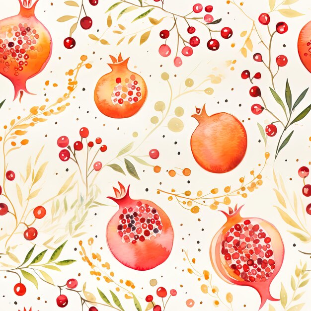 a wallpaper with pomegranates and pomegranates