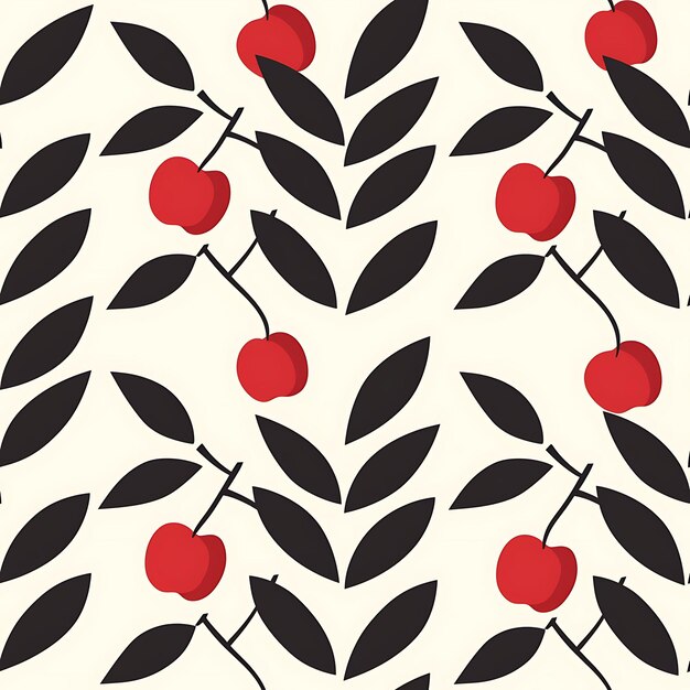 Photo a wallpaper with red apples and leaves