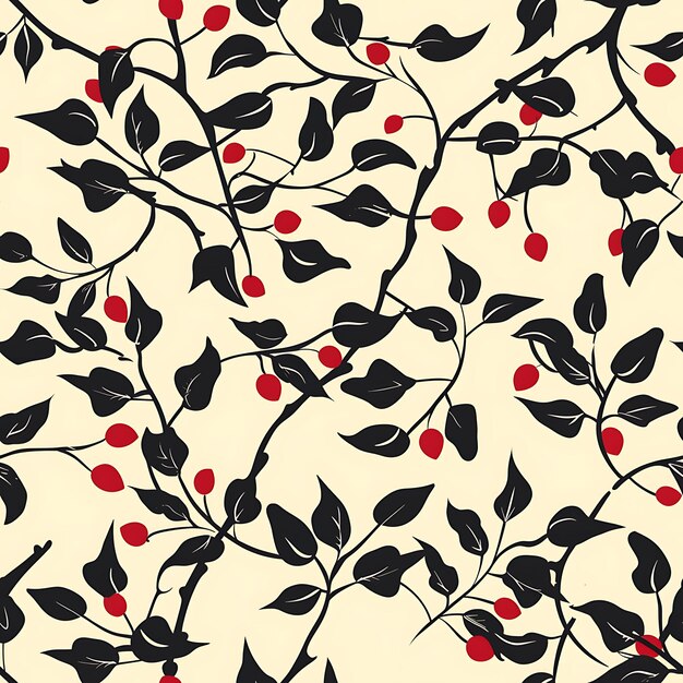 a wallpaper with red berries and black berries