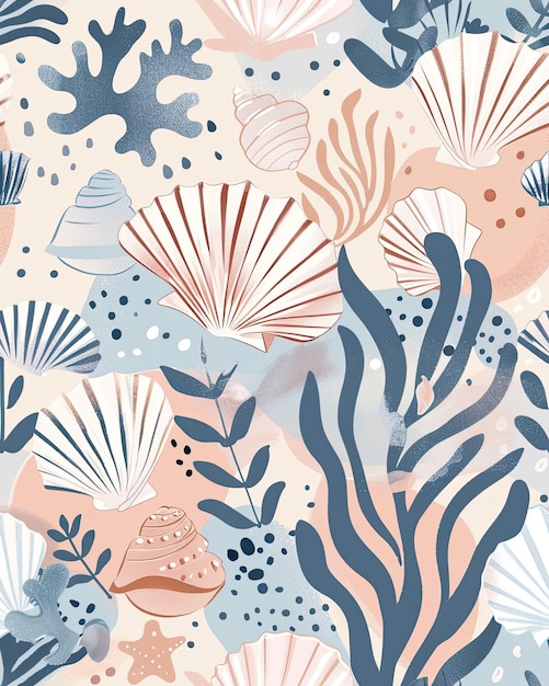 Photo a wallpaper with sea shells and corals