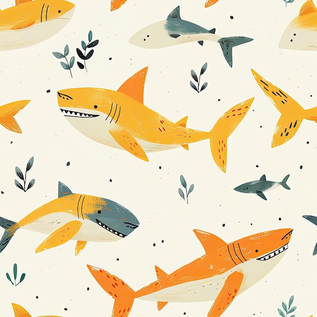 a wallpaper with a shark and fish in the middle