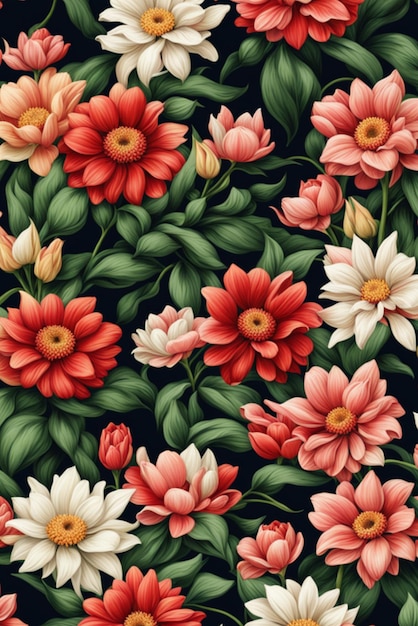 A wallpaper with a spring floral pattern background