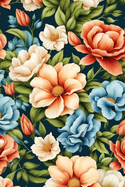 A wallpaper with a spring floral pattern background