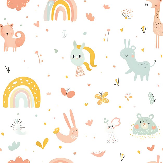 Photo a wallpaper with unicorns and butterflies