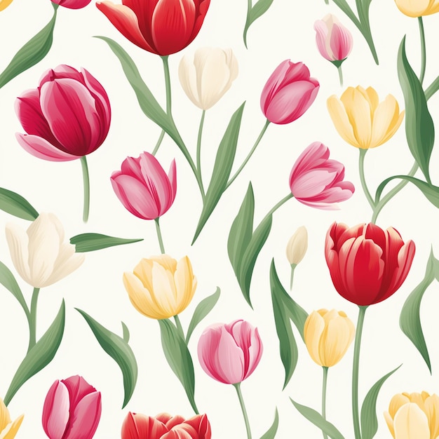 Photo a wallpaper with a variety of tulips.