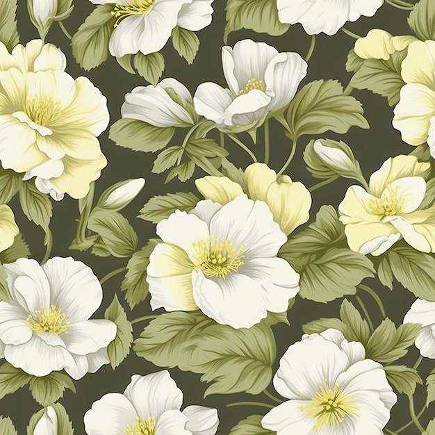 A wallpaper with a white flower and leaves.