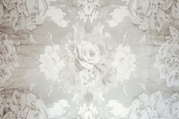 A wallpaper with white roses and a floral design.