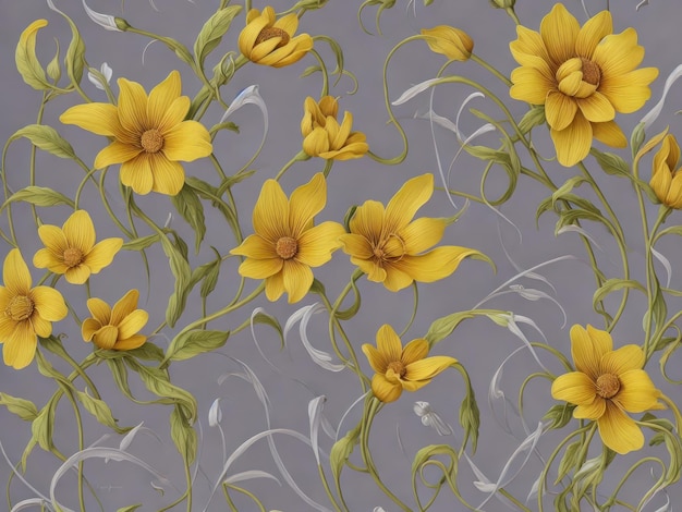 A wallpaper with yellow flowers on it