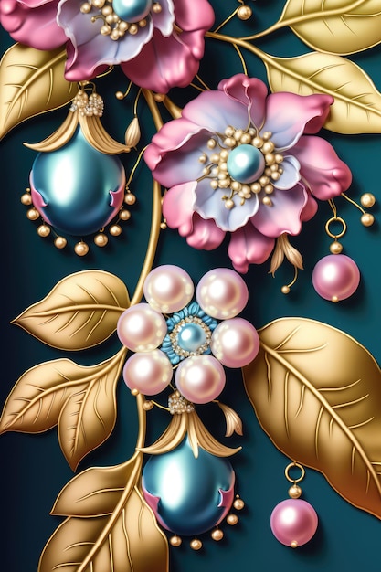 wallpaper withflowers and pearls