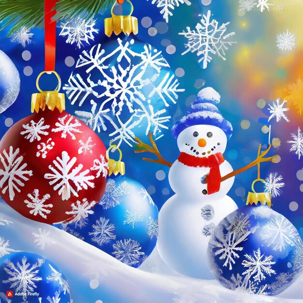 wallpapers and greeting cards christmas decoration balls snowman and snowflakes