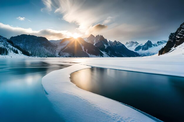 Wallpapers of icebergs together lake and snowy roads