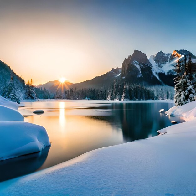 Foto sfondi di iceberg insieme a laghi e strade innevate