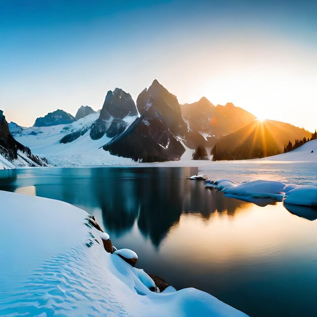 Wallpapers of icebergs together lake and snowy roads