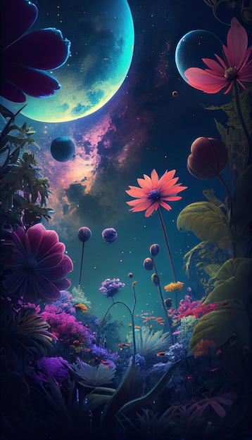 Wallpapers for iphone is about flowers and the moon.