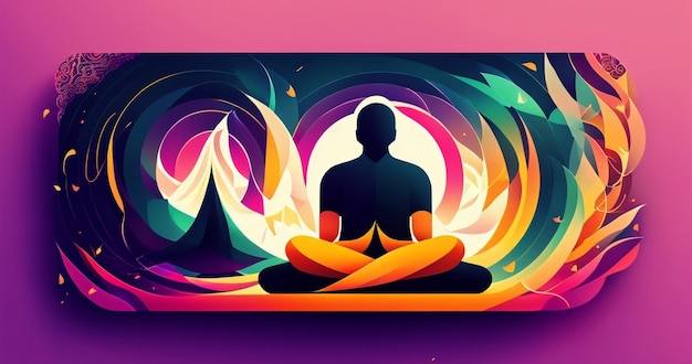 Wallpapers Meditation clolorful illustrations, yoga in 4K High quality