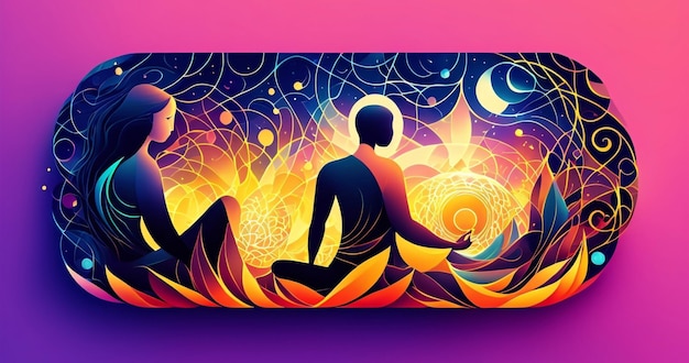 Foto sfondi meditazione illustrazioni colorate, yoga in 4k alta qualità