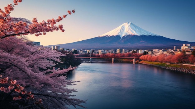 Wallpapers of mount fuji in the style of gritty