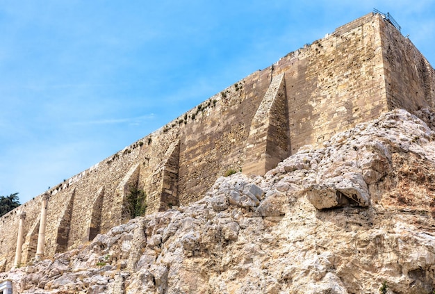 Walls of acropolis athens greece