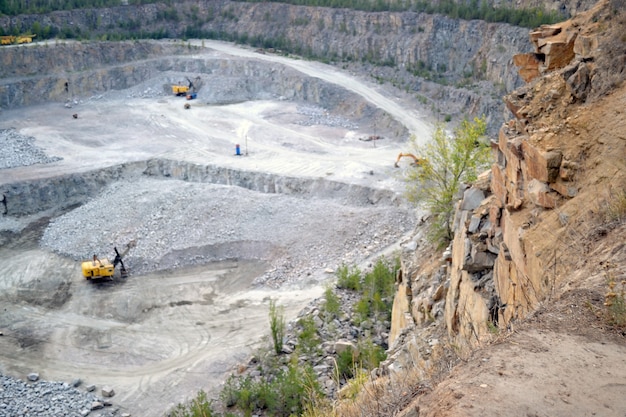 The walls of the granite quarry