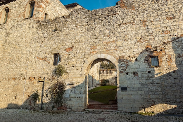 The walls of the old castle in Brescia