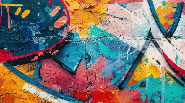 walls with abstract colorful graffiti paintings inspired by street art background wallpaper ai generated image