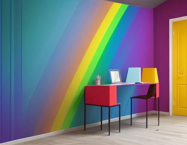 Photo walls with attractive rainbow colors