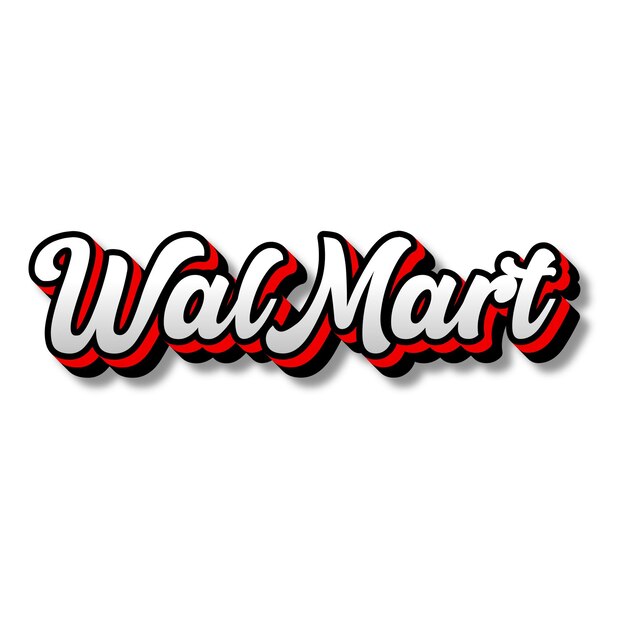 WalMart Text 3D Silver Red Black White Background Photo JPG