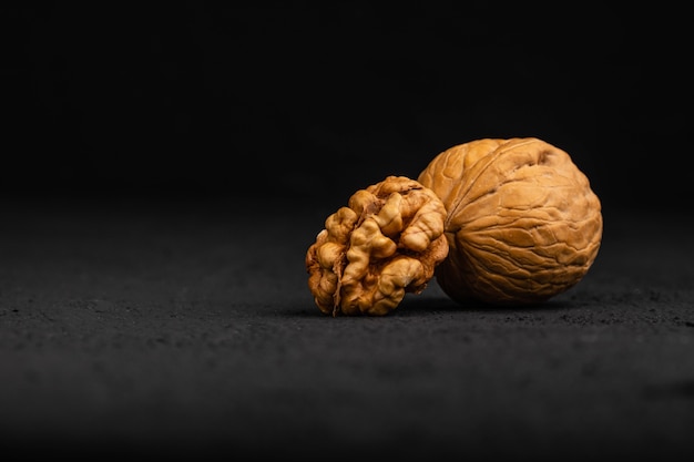 Photo walnut on a dark background