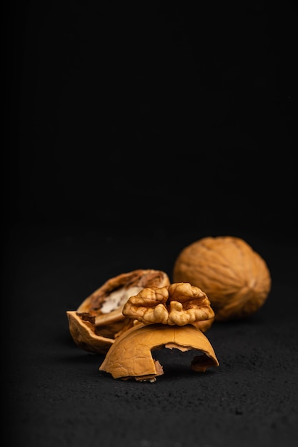 Photo walnut on a dark background