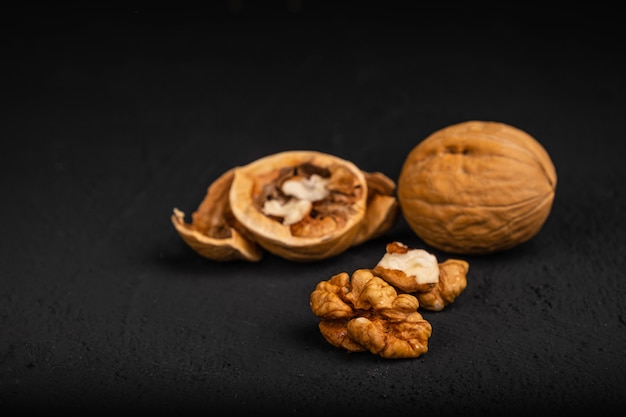 Walnut on a dark background