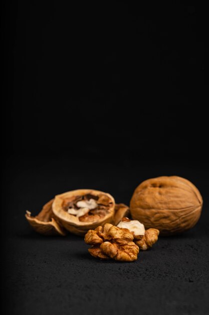 Photo walnut on a dark background