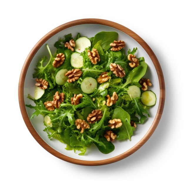 Walnut salad isolated on white background