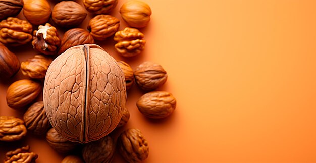 Walnut in shell on isolated background AI generated image