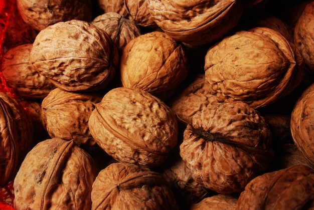 Walnuts are scattered