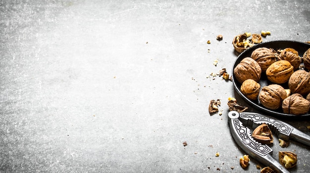 Walnuts in bowl with Nutcracker.