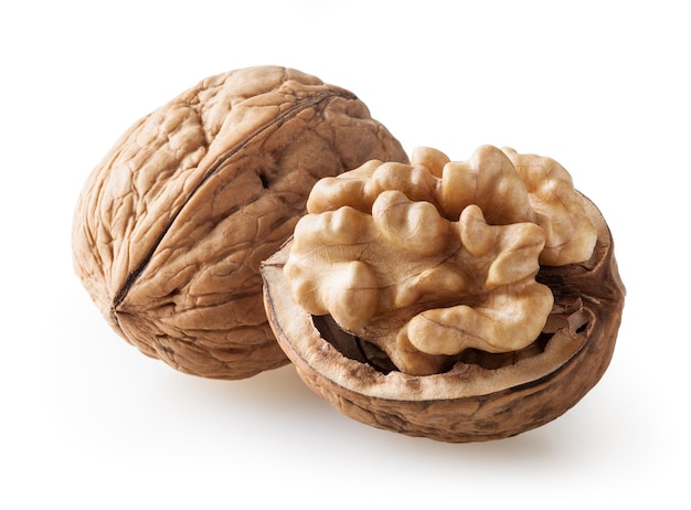 Walnuts isolated on white background with clipping path